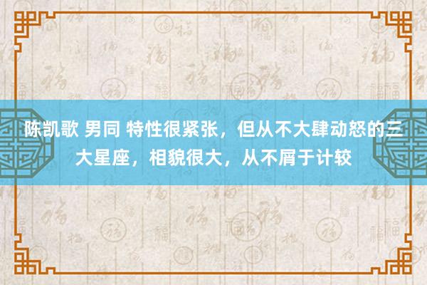 陈凯歌 男同 特性很紧张，但从不大肆动怒的三大星座，相貌很大，从不屑于计较