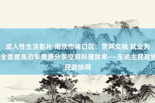 成人性生活影片 南京市浦口区：警网交融 就业为民 全面提高泊车费源分享空洞料理效率——东谈主民政协网