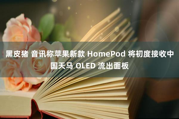 黑皮猪 音讯称苹果新款 HomePod 将初度接收中国天马 OLED 流出面板